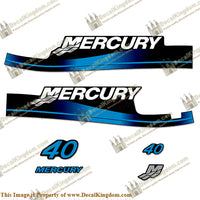 Mercury 40hp Decals - w/Oil Window Cut-Out 1999-2006 (Blue)