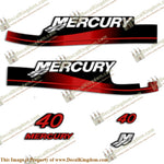 Mercury 40hp Decals - w/Oil Window Cut-Out 1999-2006 (Red)
