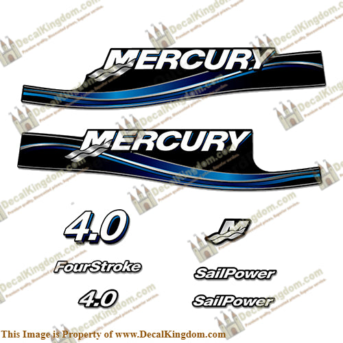 Mercury 4.0hp Four Stroke Decal Kit - Blue