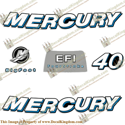 Mercury 40hp Fourstroke Decals (Blue) 2006
