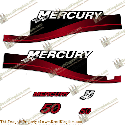 Mercury 50hp Decal Kit - w/Oil Window Cut-Out