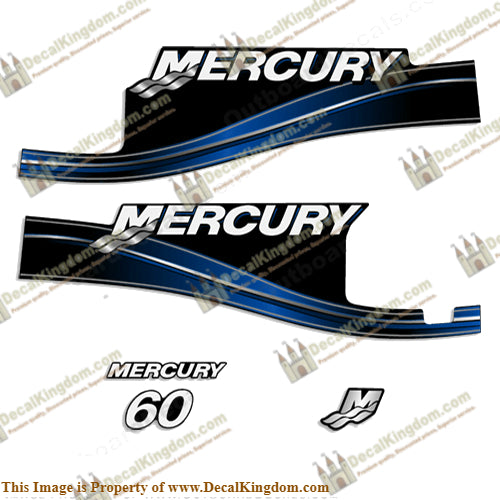 Mercury 60hp 2 Stroke Decal Kit (Blue) 2005 - 2009 with Oil Window