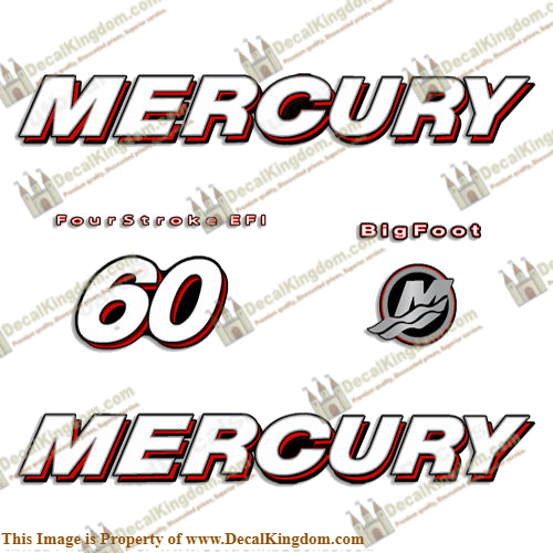 Mercury 60hp 4-Stroke EFI Bigfoot (Straight) Decal Kit