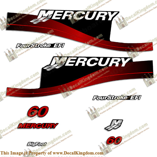 Mercury 60hp FourStroke EFI Decals (Red) 1999 - 2004