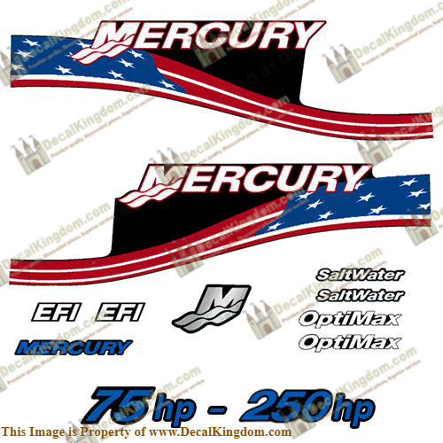 Mercury 75hp - 250hp Decals - Custom Flag
