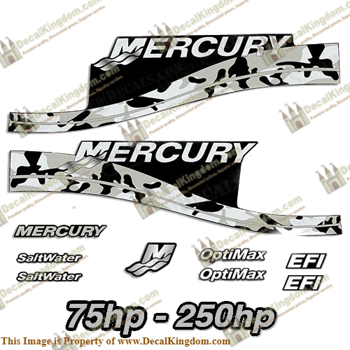 Mercury 75hp - 250hp Decals - Gray Camo