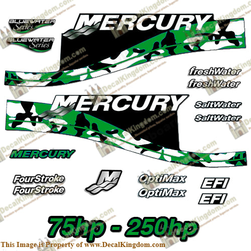 Mercury 75hp - 250hp Decals - Green Camo