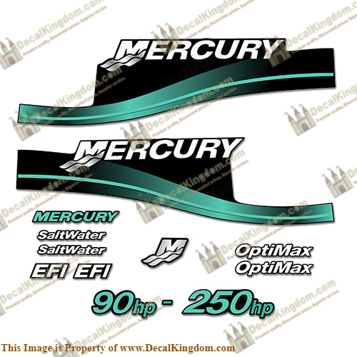 Mercury 90hp - 250hp Decals - Custom Color Aqua