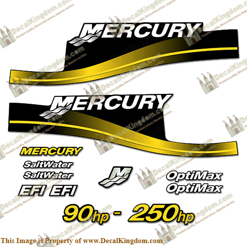 Mercury 90hp - 250hp Decals - Custom Color Yellow