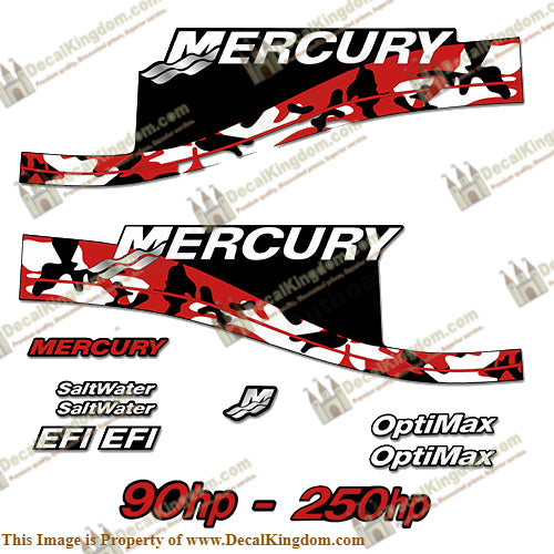 Mercury 90hp - 250hp Decals - Red Camo