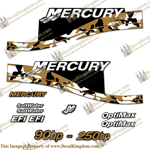 Mercury 90hp - 250hp Decals - Tan Camo
