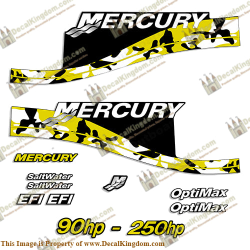 Mercury 90hp - 250hp Decals - Yellow Camo