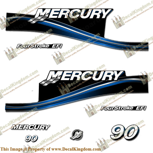 Mercury 90hp "Fourstroke EFI" Decals - 2005 (Blue)