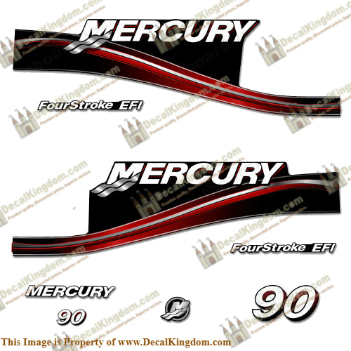 Mercury 90hp "Fourstroke EFI" Decals - 2005 (Red)