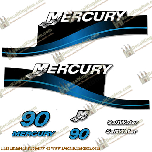 Mercury 90hp Saltwater Series Decal Kit (Blue)