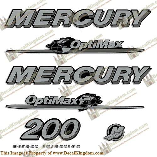Mercury Custom 200hp 2007-2008 Optimax Decal Kit - Silver
