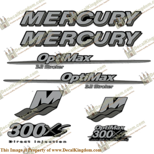 Mercury Custom 300xs Decal Kit - Metallic Silver