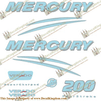 Mercury Verado 200hp Decal Kit - Powder Blue/Silver
