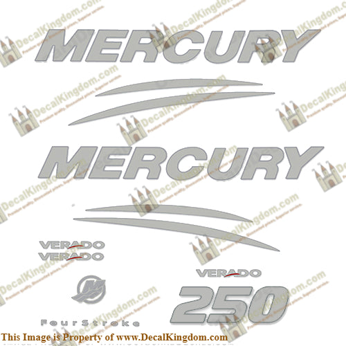 Mercury Verado 250hp Decal Kit - Chrome/Silver