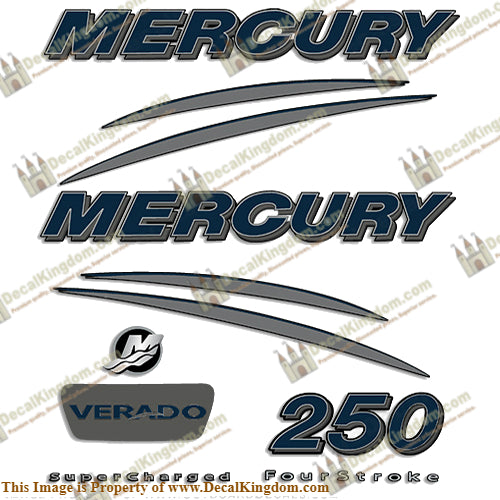 Mercury Verado 250hp Decal Kit - Navy/Charcoal
