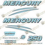 Mercury Verado 250hp Decal Kit - Powder Blue/Dark Gray