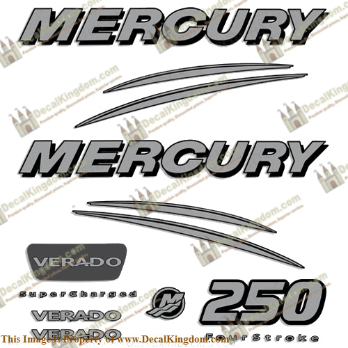 Mercury Verado 250hp Decal Kit - Silver