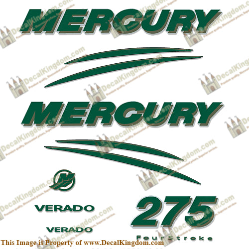 Mercury Verado 275hp Decal Kit - Dark Green/Gold