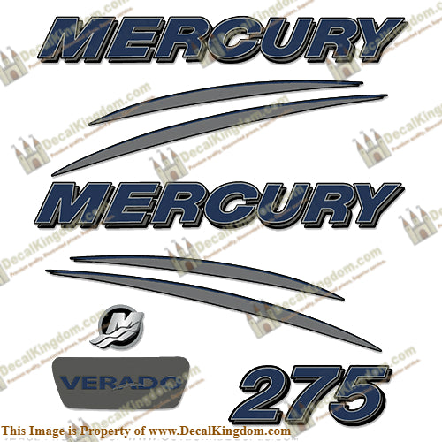 Mercury Verado 275hp Decal Kit - Navy/Charcoal