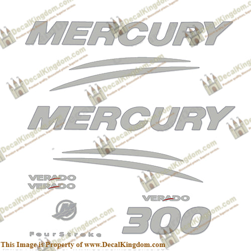 Mercury Verado 300hp Decal Kit - Chrome/Silver