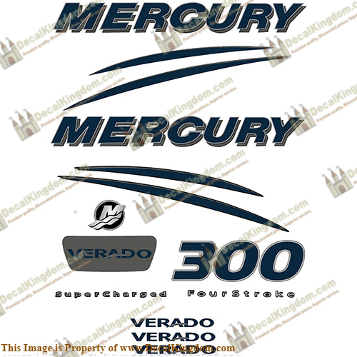Mercury Verado 300hp Decal Kit - Custom Design