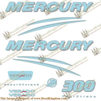 Mercury Verado 300hp Decal Kit - Powder Blue/Silver