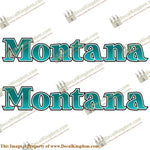 Montana Older Style Logo RV Decals (Set of 2) - Teal