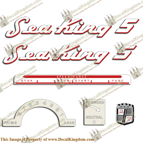 Sea King 1953-1955 5HP Decals - Red Outline