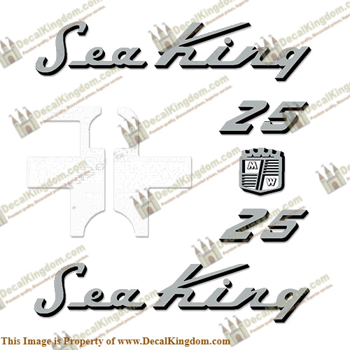 Sea King 1957 25HP Decals - Silver/Black