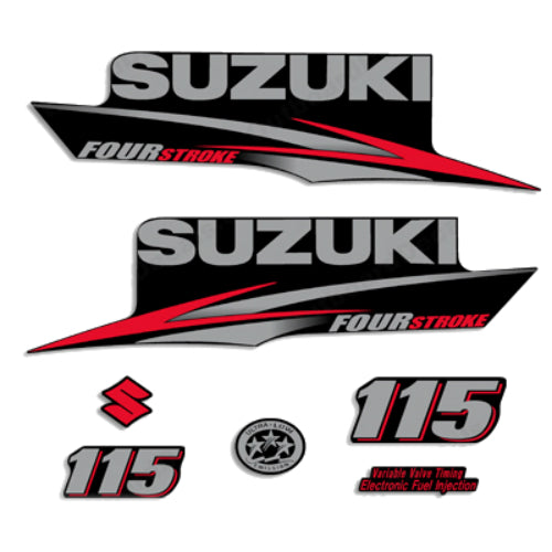 Suzuki 115hp DF115 Four Stroke Decal Kit - 2010 - 2013