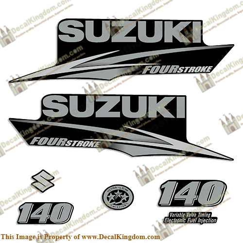 Suzuki 140hp Decal Kit - Custom Silver/Grey