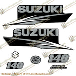 Suzuki 140hp Decal Kit - Custom Silver/White