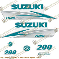 Suzuki 200hp FourStroke Decals (Teal/Silver) 2013+