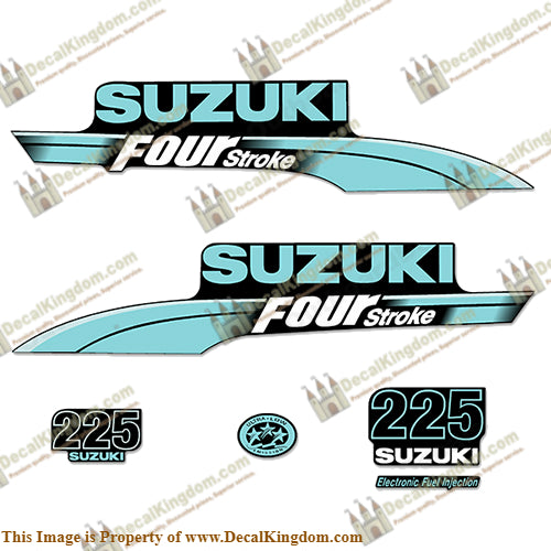 Suzuki 225hp DF225 Decal Kit 2003 - 2009 (Custom Robin Egg Blue)