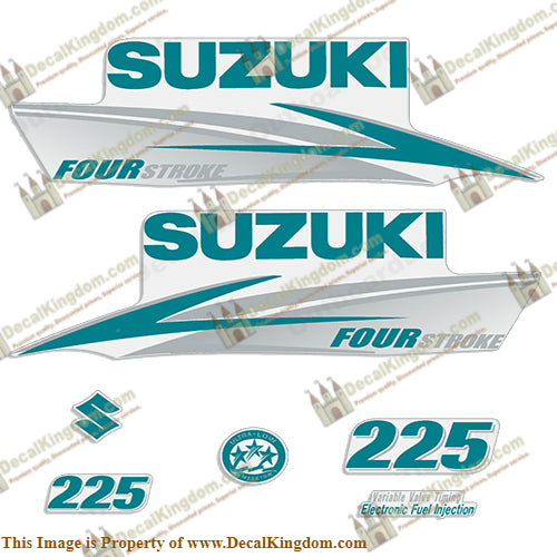 Suzuki 225hp FourStroke Decals (Teal/Silver) 2013+