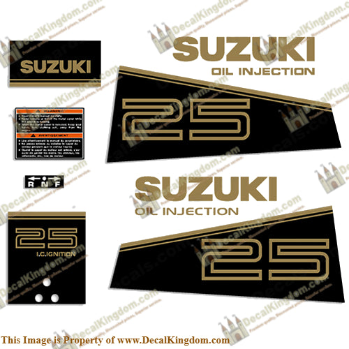 Suzuki 25hp Oil Injection Decal Kit 1989 - 1992