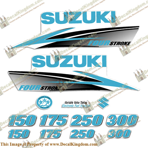 Suzuki DF Fourstroke Decals (Custom Light Blue) 2010 - 2013