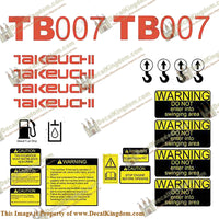 Takeuchi TB 007 Mini Excavator Decals Equipment Decals