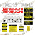 Takeuchi TB 016 Mini Excavator Decals Equipment Decals
