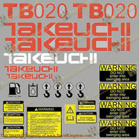 Takeuchi TB 020 Mini Excavator Decals Equipment Decals