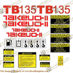 Takeuchi TB 135 Mini Excavator Decals Equipment Decals