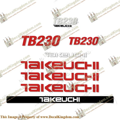 Takeuchi TB 230 Mini Excavator Decals Equipment Decals