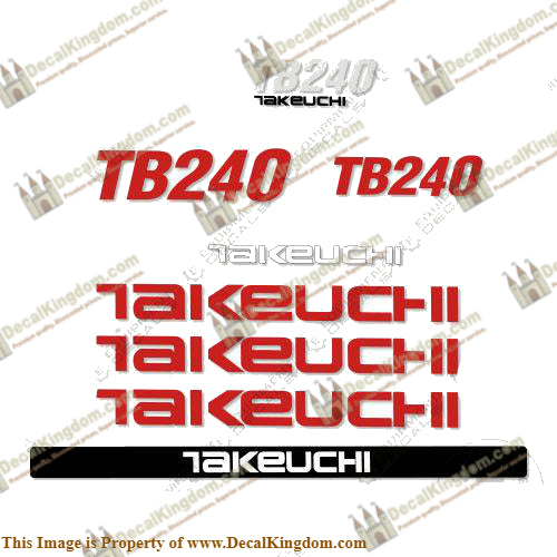 Takeuchi TB 240 Mini Excavator Equipment Decals