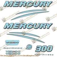 Mercury Verado 300hp Decal Kit - Powder Blue/Dark Gray