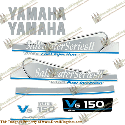 Yamaha 150hp OX66 Decals - Silver/Blue